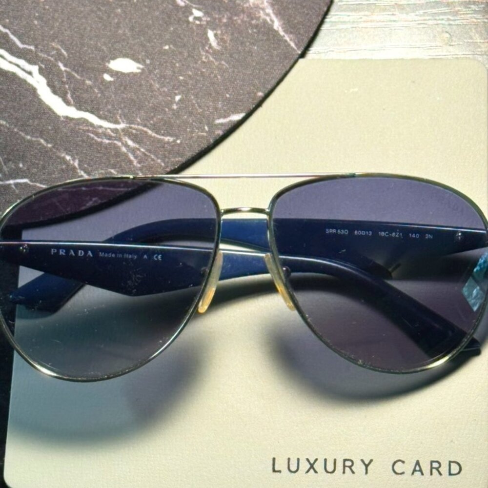 Prada SPR 53Q Sunglasses 60mm | Silver Frame Grey Gradient Lens | Authentic